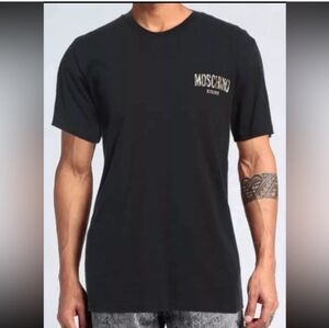 Moschino Men's Black Short-Sleeve Crew Neck Medium Logo Tee New